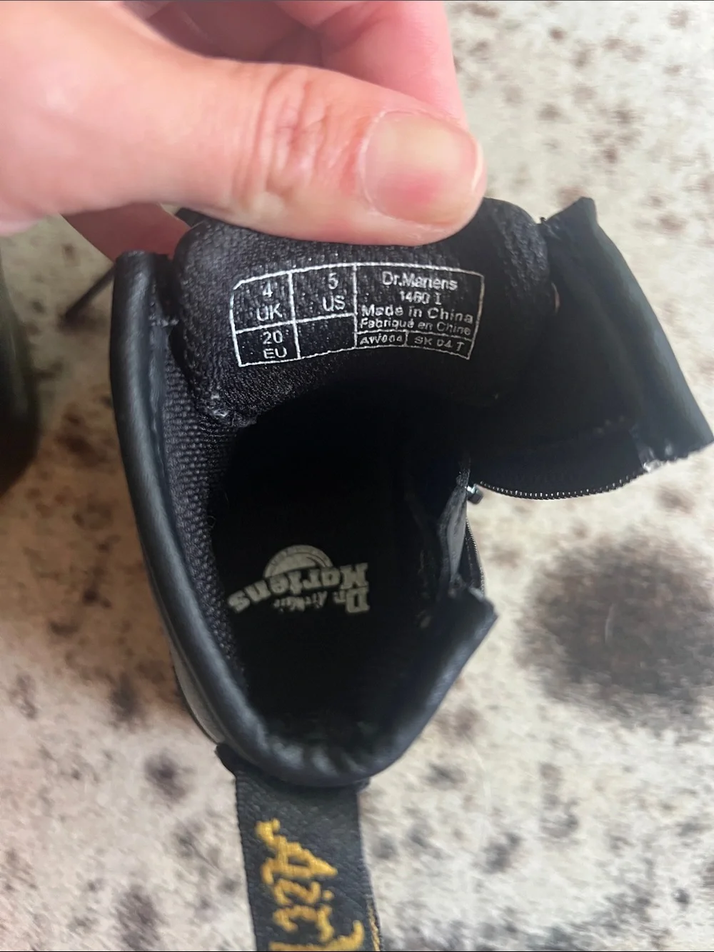 Toddler Dr. Martens Black Lace-Up Boots with Yellow Stitching- like new
